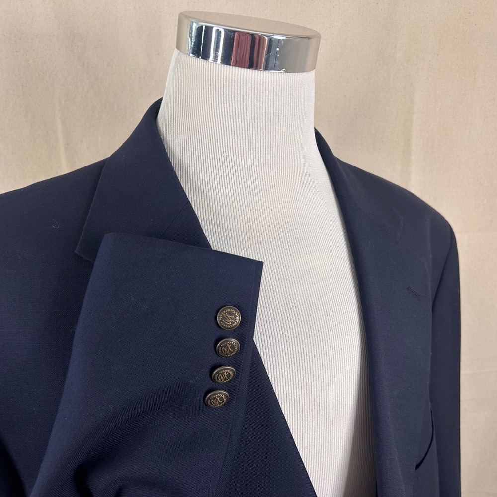 George Foreman 54L Blazer Wool Blend Navy Blue Two Button Lined Vented Formal
